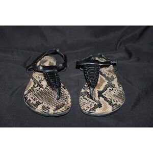 Faded Glory Women’s Size 7 Black Snake Print Leather Thong Flip Flop Sandals